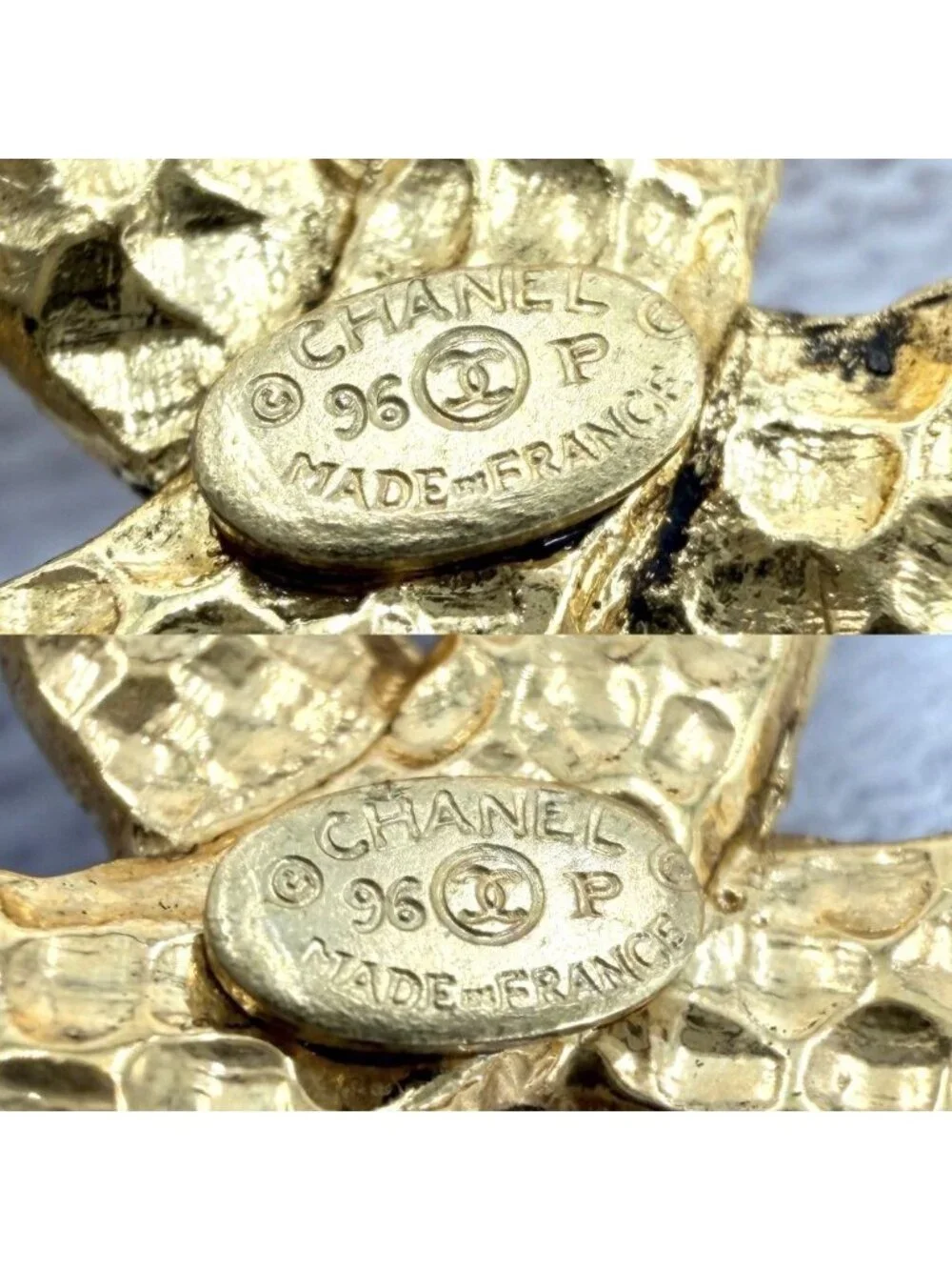 Chanel Big Earrings CC Logo Vintage Swing Gold Plated